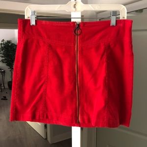 Red mini skirt